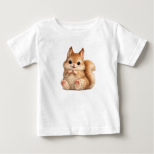 Camiseta Para Bebê Camiseta de Jersey Fina de Bebê Esquilo Fofo Prese