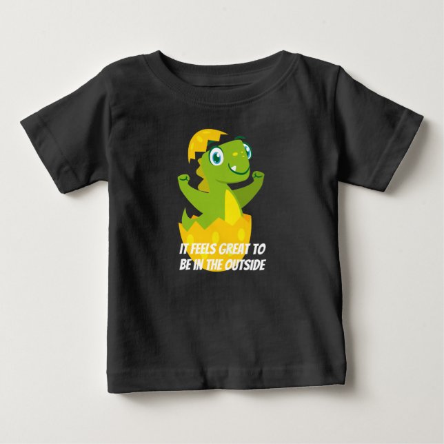 Camiseta Para Bebê Camiseta de Jersey Fina DinoChick Bebê (Frente)