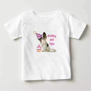 Camiseta Para Bebê Camiseta de Menina Bebê de Aniversário com Cachorr