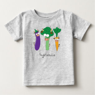 Camiseta Para Bebê Camiseta do bebê de touros vegetais Engraçados