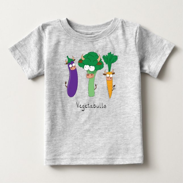 Camiseta Para Bebê Camiseta do bebê de touros vegetais Engraçados (Frente)