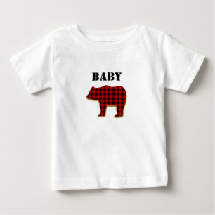 Camiseta Para Bebê Camiseta do bebê Urso Xadrez Buffalo