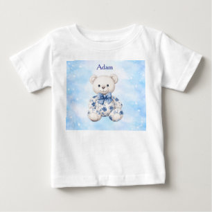 Camiseta Para Bebê Camiseta-Editável Azul Chinesice Chás de Bebê