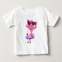 Camiseta Engraçada de Bebê com Porco de Festa Feli