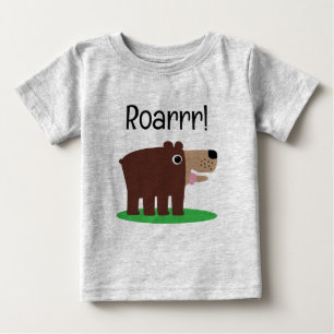 Camiseta Para Bebê Camiseta engraçada de urso marrom bebê desenho ani