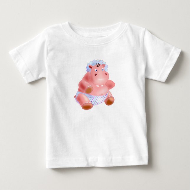 Camiseta Para Bebê Camiseta Engraçado com Feliz Bebê Hippo (Frente)