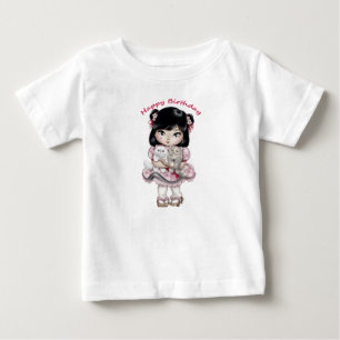 Camiseta Para Bebê Camiseta Feliz Aniversário Bebê Meninas