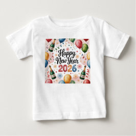 Camiseta Para Bebê Camiseta-Feliz Ano Novo 2026 Família Combinando