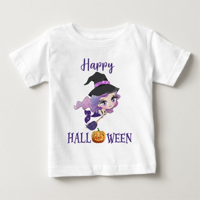Camiseta Para Bebê Camiseta Feliz de Halloween Menina Bebê Camiseta d (Frente)