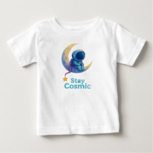 Camiseta Para Bebê Camiseta “Fique Cósmico” de Bebê Astronauta – Espa