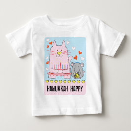 Camiseta Para Bebê Camiseta Jersey de Hanukkah Bebê Gato e Rato