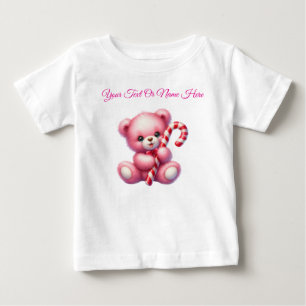 Camiseta Para Bebê Camiseta Personalizada Bebê Natal Rosa Jersey