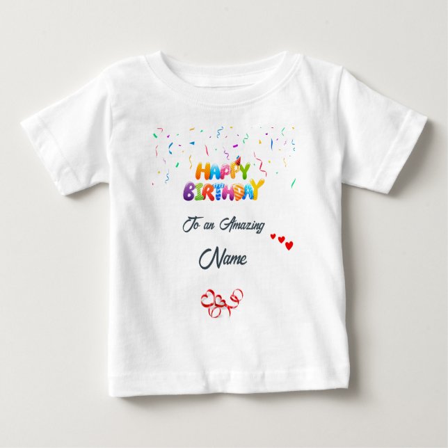 Camiseta Para Bebê Camiseta Personalizada de Aniversário de Bebê – Ma (Frente)