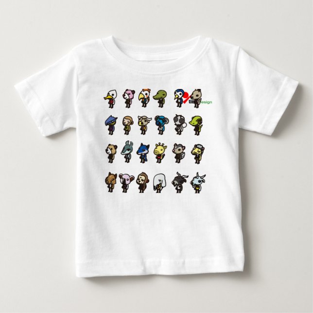 Camiseta Para Bebê Camiseta Personalizada de Bebê com Animais Fofos d (Frente)