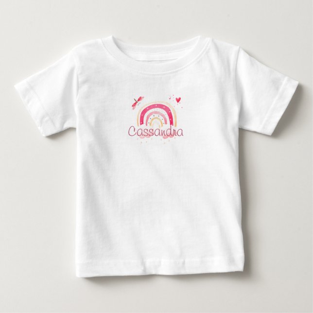 Camiseta Para Bebê Camiseta personalizada de bebê com arco-íris aquar (Frente)
