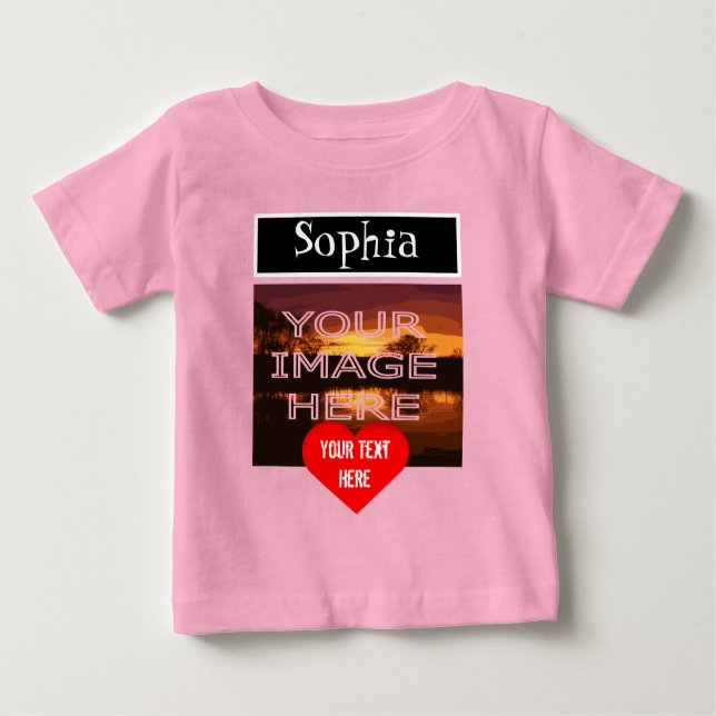 Camiseta Para Bebê Camiseta Personalizada De Bebê Com Foto (Frente)