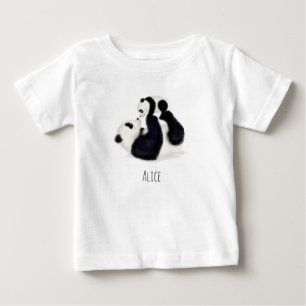 Camiseta Para Bebê Camiseta personalizada de bebê Panda e filhote