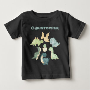 Camiseta Para Bebê Camiseta Preta de Bebê Dinossauro Personalizada