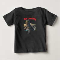 Camiseta preta de bebê do Merlion de Singapura A C