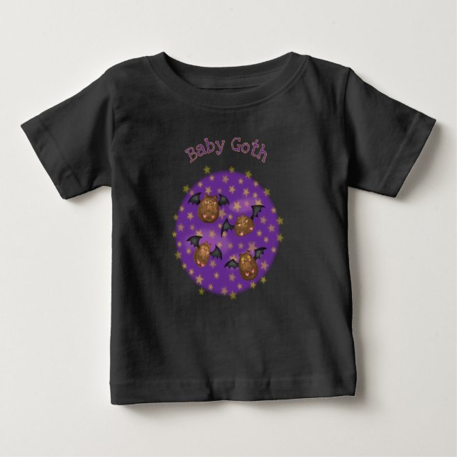 Camiseta Para Bebê Camiseta preta gótico de bebê peludos (Frente)