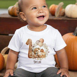 Camiseta Para Bebê Camiseta-primeiro aniversario de Urso de Queda Bon