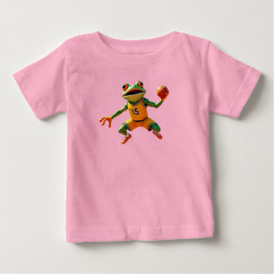 Camiseta Para Bebê Camiseta rosa bebê Sapo Basquetebol