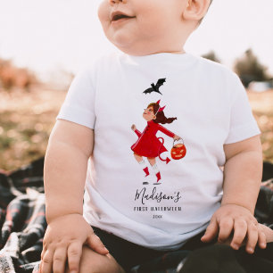 Camiseta Para Bebê Camiseta vermelha do bebê do Dia das Bruxas