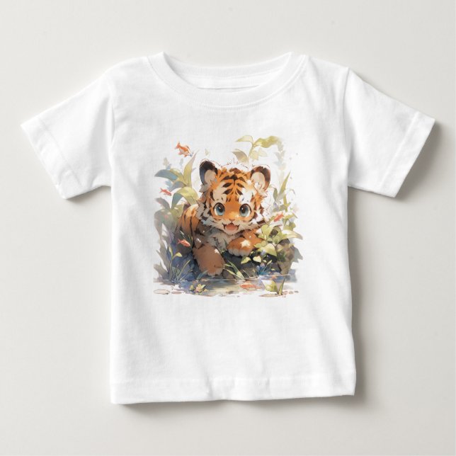 Camiseta Para Bebê "Camisetas de Bebê, Tigre, Adorável - Libertem-se (Frente)