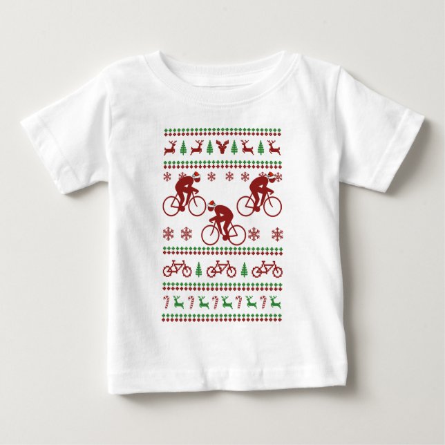 Camiseta Para Bebê Camisola feia de ciclagem do Natal (Frente)