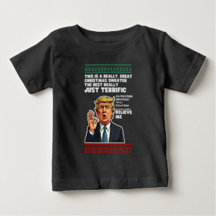 Camiseta Para Bebê Camisola feia de Natal engraçada paródia de Donald
