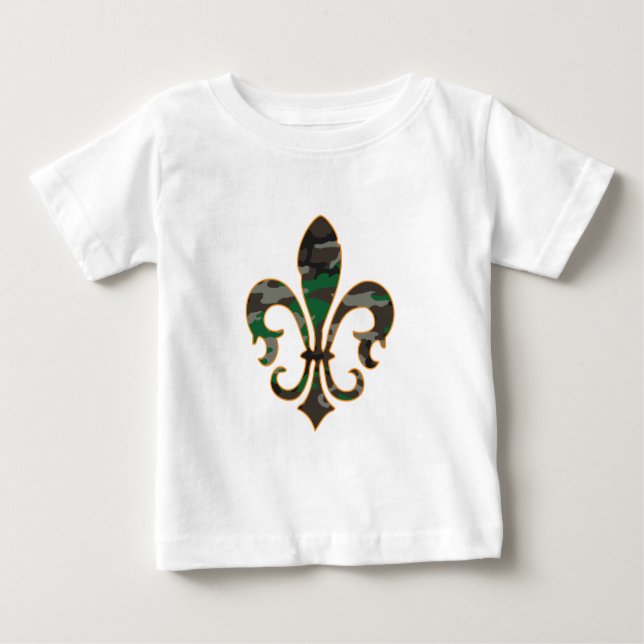 Camiseta Para Bebê Camo Fleur De lis (Frente)