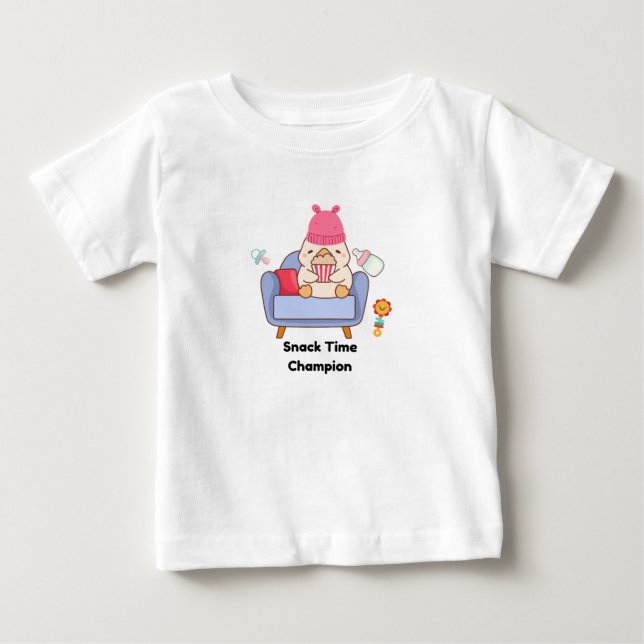 Camiseta Para Bebê Campeão da Hora do Lanche - Bebê Fofo (Frente)