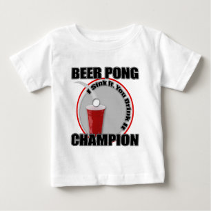 Camiseta Para Bebê Campeão de Pong da cerveja