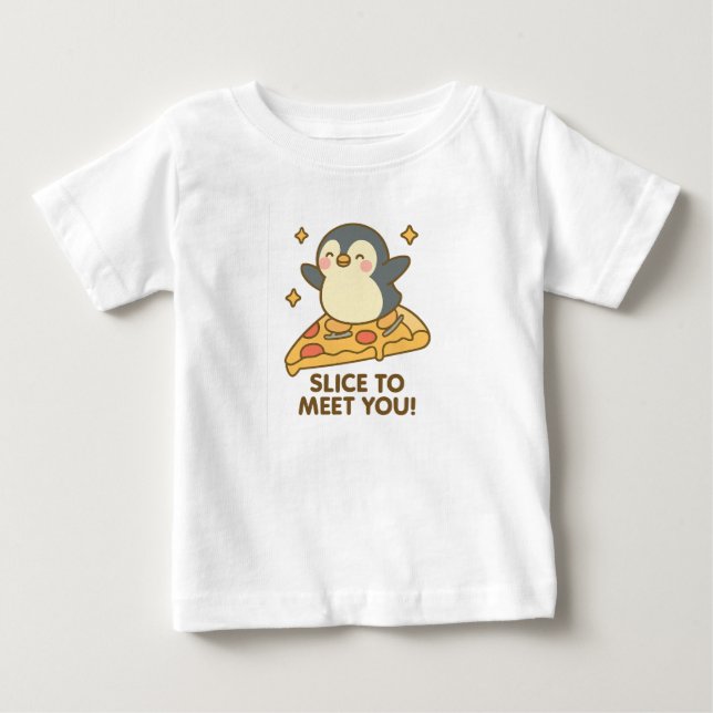 Camiseta Para Bebê Campeão do Deslizador de Pizza – Pinguim em uma Fa (Frente)