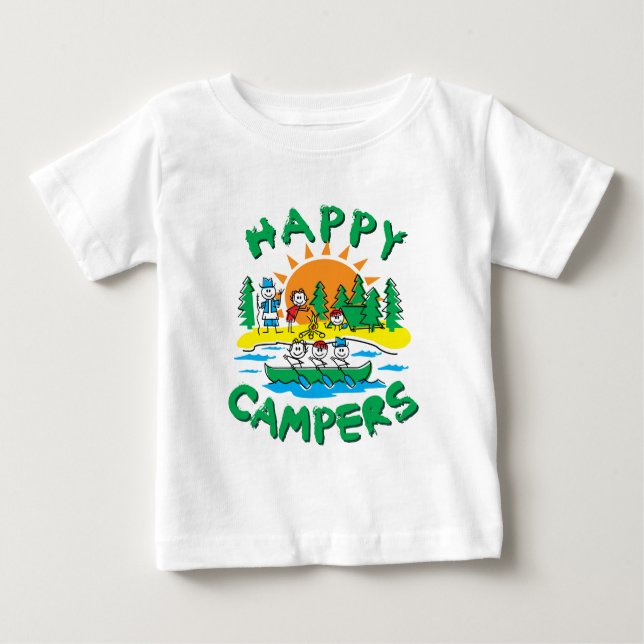 Camiseta Para Bebê Campistas felizes (Frente)