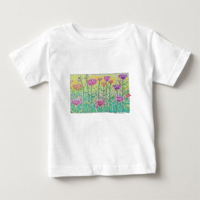 Camiseta Para Bebê Campo de Flores (Frente)