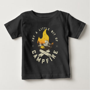 Camiseta Para Bebê Campos Retro Camp Campfire Montagens Sunset