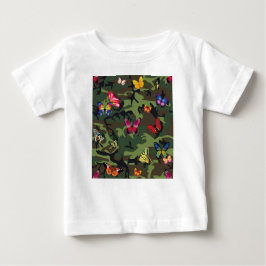 Camiseta Para Bebê camuflagem de borboletas