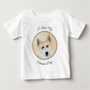 Camiseta Para Bebê Canaan Dog Painting - Arte de Cachorro Original