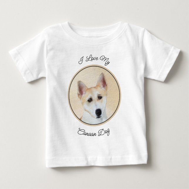 Camiseta Para Bebê Canaan Dog Painting - Arte de Cachorro Original (Frente)