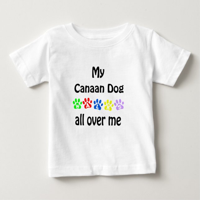 Camiseta Para Bebê Canaan Dog Walks Design (Frente)