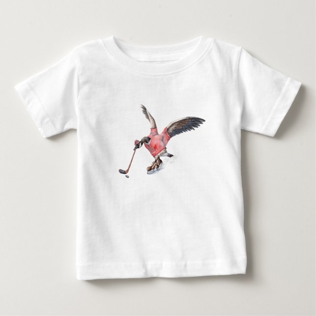 Camiseta Para Bebê Canadá Goose Jogando Hóquei (Frente)