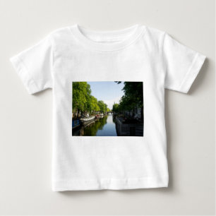 Camiseta Para Bebê Canal Cénico de Amsterdã e Foto de Houseboats