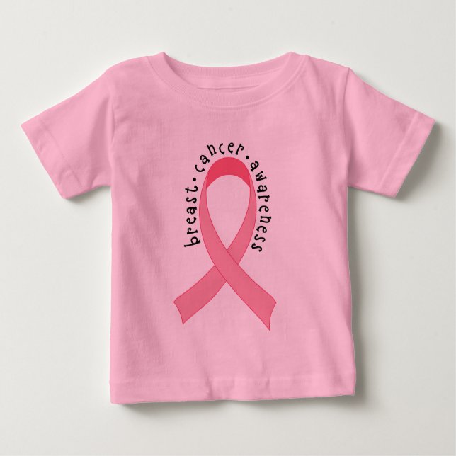 Camiseta Para Bebê Câncer da Mama Fita Rosa Fita Camisa-Bebê (Frente)