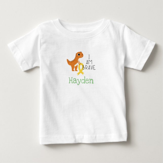 Camiseta Para Bebê cancer de infância. bravo.nome personalizado- Baby (Frente)
