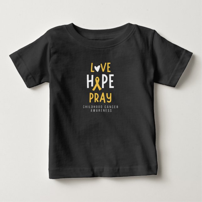 Camiseta Para Bebê cancer de infância.love.hope.reze. Baby T-Shirt (Frente)
