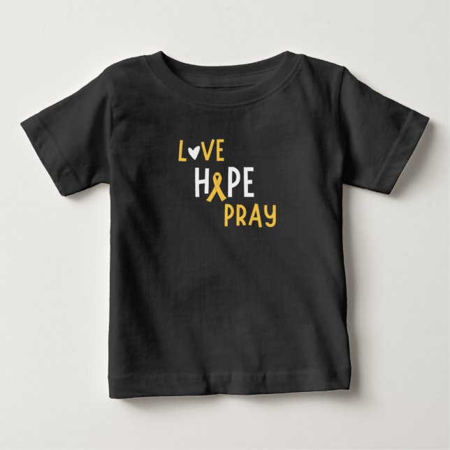 Camiseta Para Bebê cancer de infância.love.hope.reze. Baby T-Shirt (Frente)