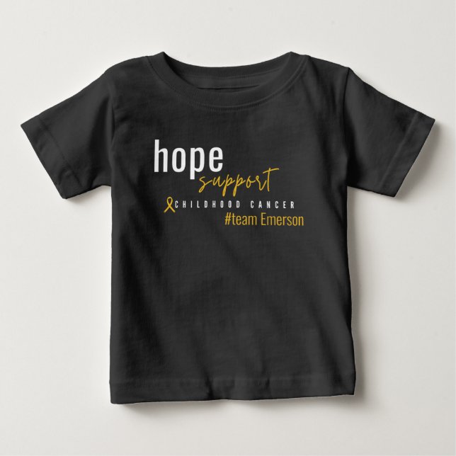 Camiseta Para Bebê cancer de infância Personalizado #nome do time Bab (Frente)