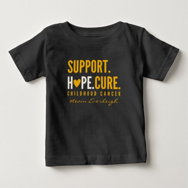 Camiseta Para Bebê cancer de infância Suporte personalizado Nome bebê (Frente)