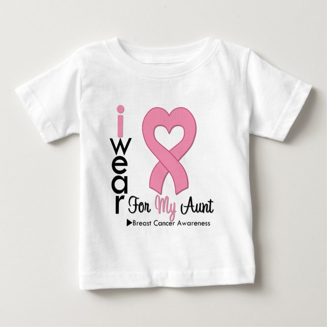 Camiseta Para Bebê Cancer De Mama Eu Visto Fita Rosa Para Minha Tia (Frente)